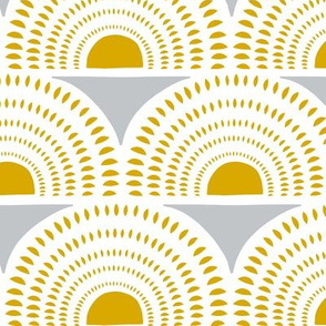 Aurora - Grey Goldenrod Yellow Geometric Large Scale