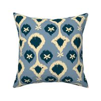 20-6e Ikat Pearls Flax Oatmeal Dark French Blue