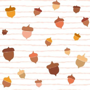 fall acorns on blush stripes