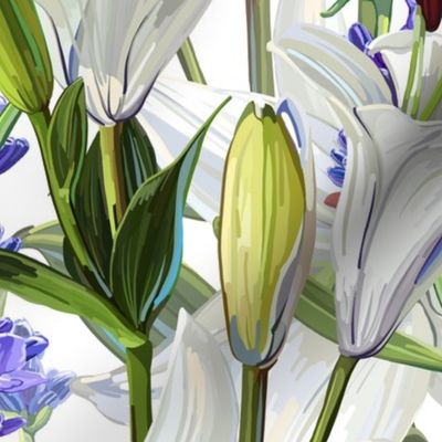 White Lilies + Lavender Large | White