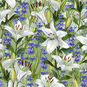 White Lilies + Lavender | Celery Green