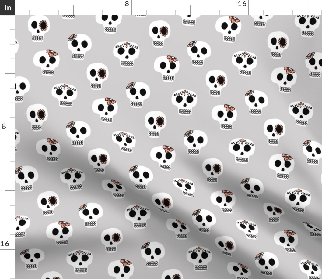 Scary Halloween Skulls - gray