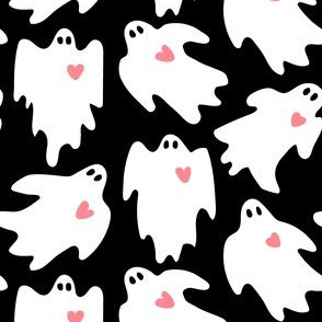 Halloween Ghosts With Hearts - on black