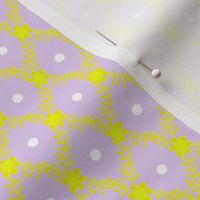 1830s Petite Yellow on Lavender Flowers Sprigs Dots