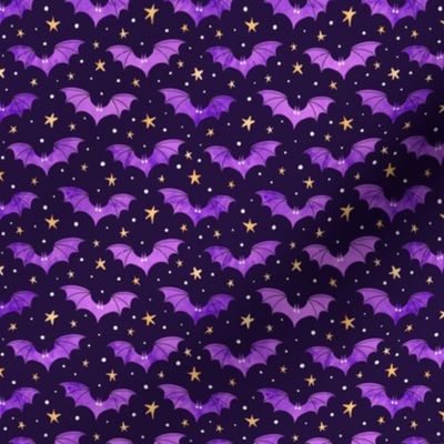  Watercolor Bats Purple on Black 1/2 Size