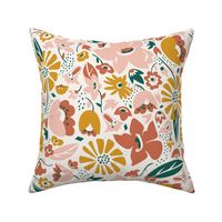 Betty - Floral Modern Boho Pink Blush Goldenrod Yellow Large Scale