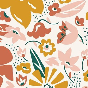 Betty - Floral Modern Boho Pink Blush Goldenrod Yellow Large Scale