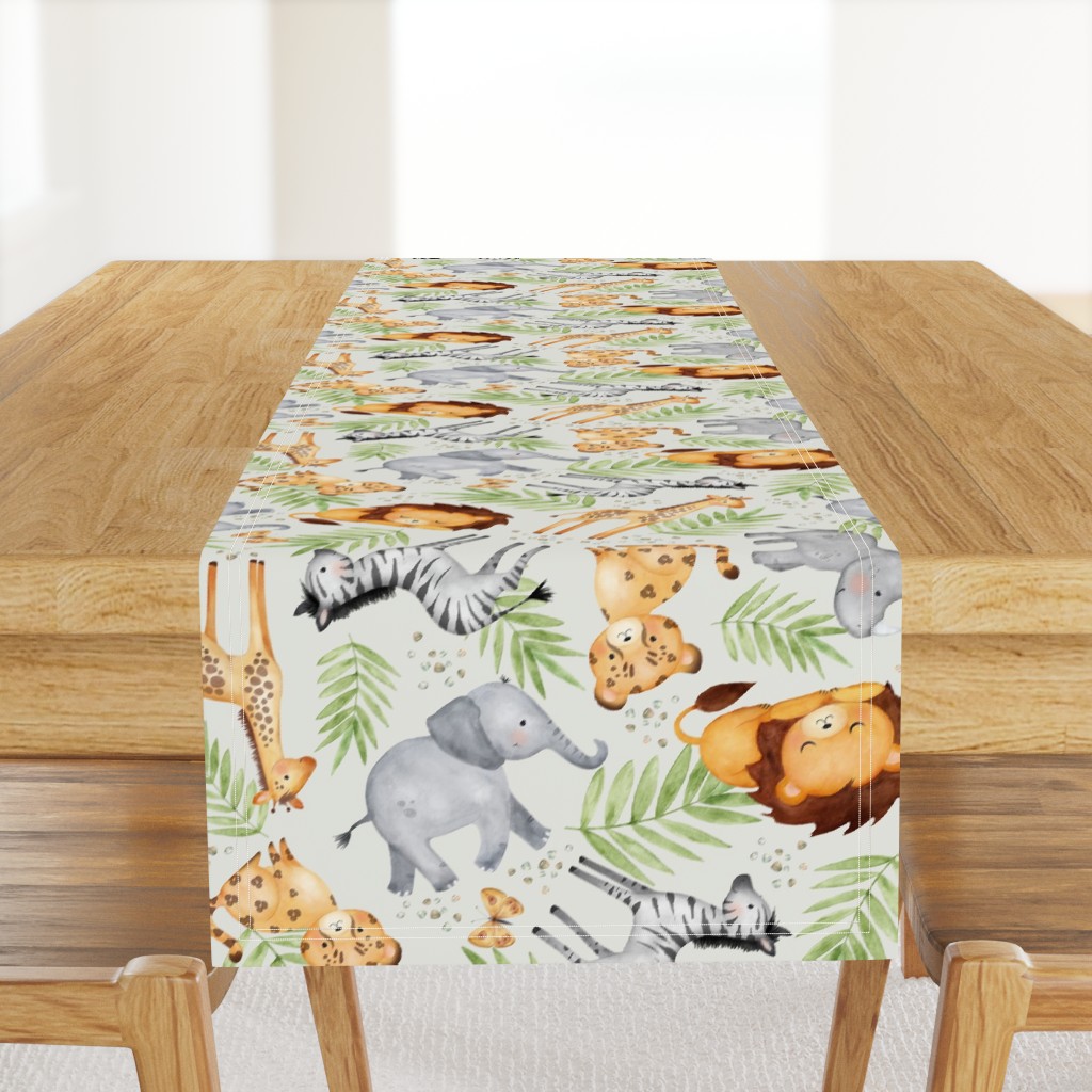 XL Jungle Animals (eggshell) Kids Safari Animal Nursery Bedding, Lion Elephant Giraffe Zebra Rhino Cheetah