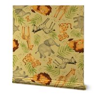 XL Jungle Animals (eggshell) Kids Safari Animal Nursery Bedding, Lion Elephant Giraffe Zebra Rhino Cheetah