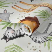 XL Jungle Animals (eggshell) Kids Safari Animal Nursery Bedding, Lion Elephant Giraffe Zebra Rhino Cheetah