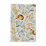 XL Jungle Animals (eggshell) Kids Safari Animal Nursery Bedding, Lion Elephant Giraffe Zebra Rhino Cheetah