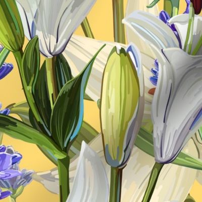 White Lilies + Lavender Large | Yellow