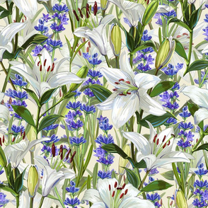 White Lilies + Lavender | Light Cream