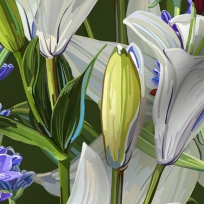 White Lilies + Lavender Large | Green