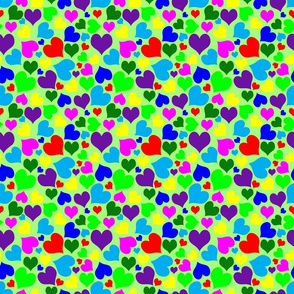 Rainbow Hearts on Pastel Green Background