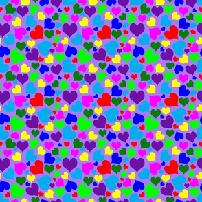 Rainbow Hearts on Pastel Purple Background