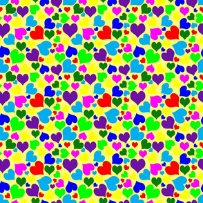 Rainbow Hearts on Pastel Yellow Background
