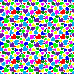 Rainbow Hearts on White Background