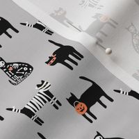 Halloween Cats on gray - 1 inch