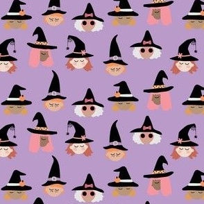 Halloween Witches on purple - 1 inch