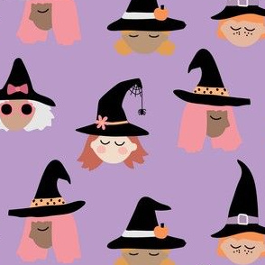 Halloween Witches on purple - 2 inch