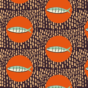 Textred Fish Orange Brown fun Pattern 