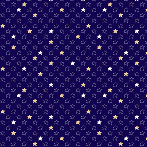 Stars Yellow and White  on Navy