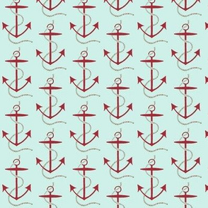 anchors aweigh - anchor fabric - seafoam green - small scale