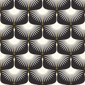 Art Deco Swans - Cream on Black - 6" Fabric and Wallpaper