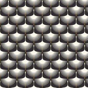 Art Deco Swans - Cream on Black - 1.5" Fabric and Wallpaper