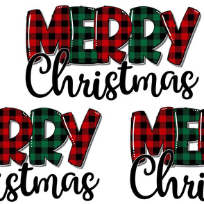 Merry Christmas Plaid Typography - extra large scale