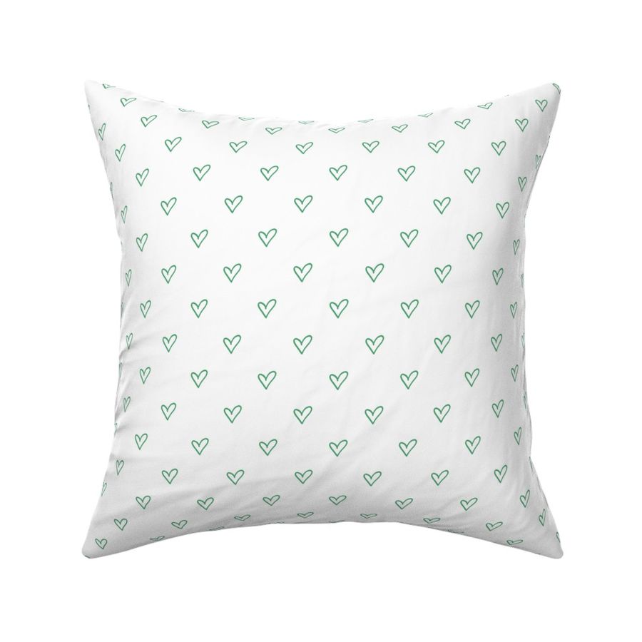 Hand Drawn Heart Outline Pattern | Christmas Jade Green Collection