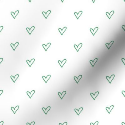 Hand Drawn Heart Outline Pattern | Christmas Jade Green Collection