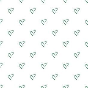 Hand Drawn Heart Outline Pattern | Christmas Jade Green Collection