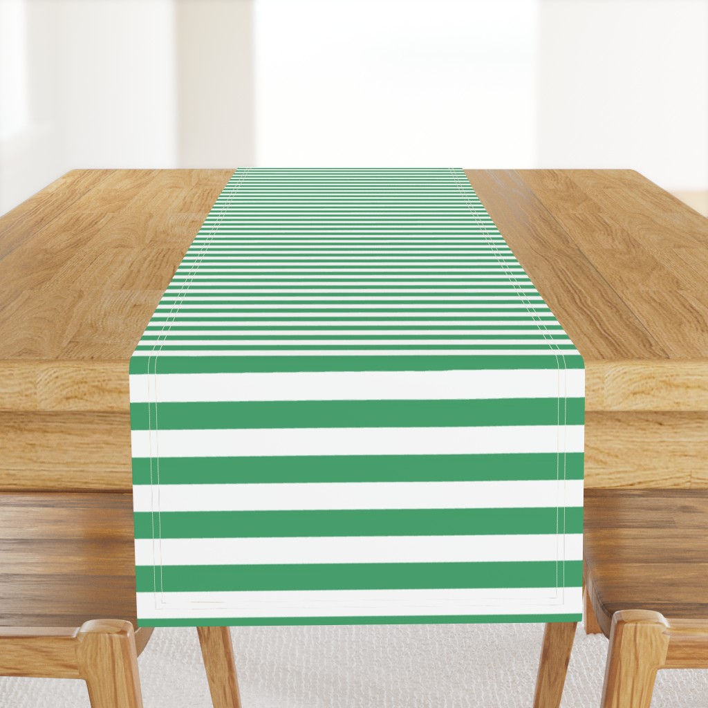 1" Thick Horizontal Stripes Pattern | Christmas Jade Green Collection