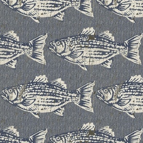 Fish Rustic Cabin, Dark Blue Large Design