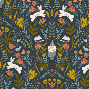 Gnomes in the garden (navy blue)