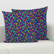 Neon rainbow bright leaves with cream spots on navy
