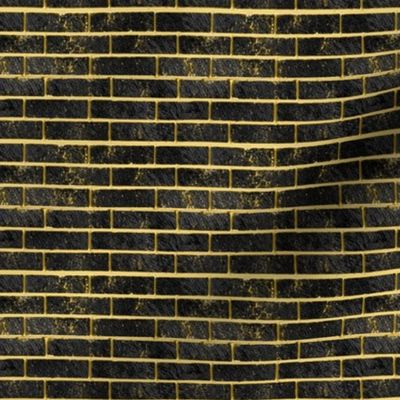 Brick Wall Pattern with Black Bricks & Shiny Gold Colors (Mini Scale)