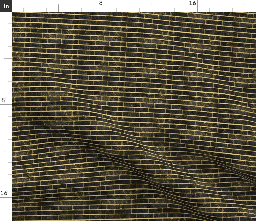 Brick Wall Pattern with Black Bricks & Shiny Gold Colors (Mini Scale)
