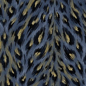 Leopard Print - Dark Navy Blue / Gold