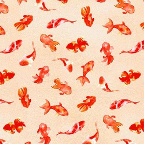 Watercolor Goldfish On Gold (Large Scale)