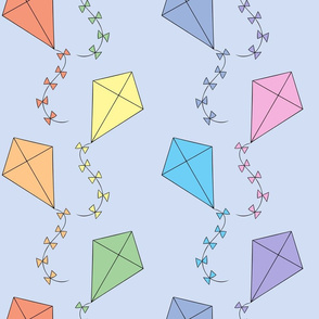 Pastel kites on blue (large)