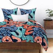 Jumbo large scale Snakes design. Reptiles pattern.