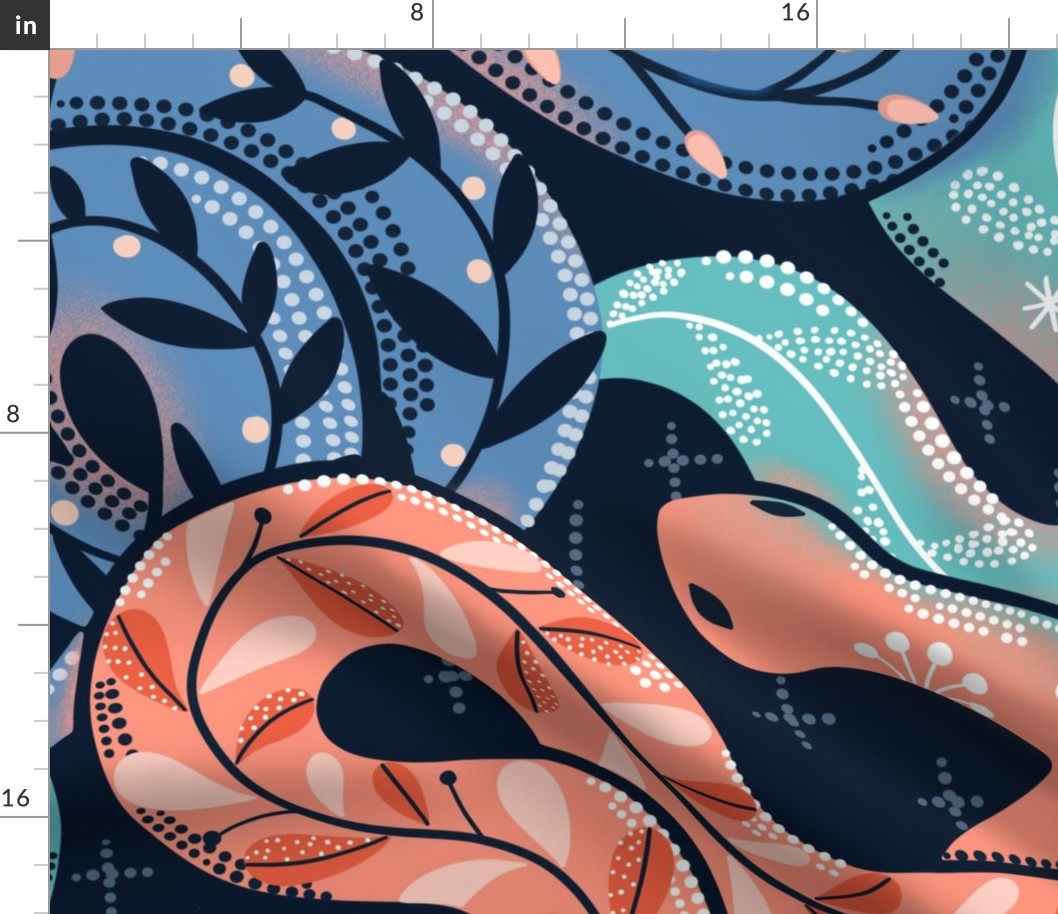 Jumbo large scale Snakes design. Reptiles pattern.