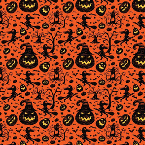 Scary orange Halloween pattern