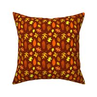 Retro Colorful Autumn Leaves with Rich Browns Orange and Yellow Colors (Mini Scale)