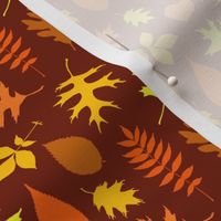 Retro Colorful Autumn Leaves with Rich Browns Orange and Yellow Colors (Mini Scale)