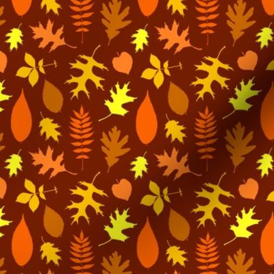 Retro Colorful Autumn Leaves with Rich Browns Orange and Yellow Colors (Mini Scale)