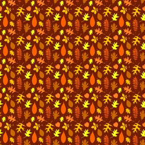 Retro Colorful Autumn Leaves with Rich Browns Orange and Yellow Colors (Mini Scale)